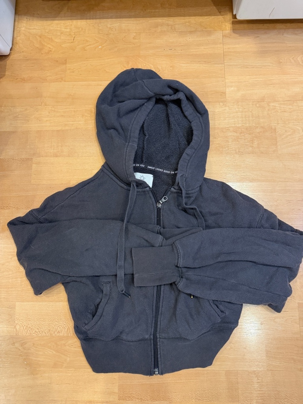 aerie Charcoal Gray 'OFFLINE' Fleece Zip Hoodie
